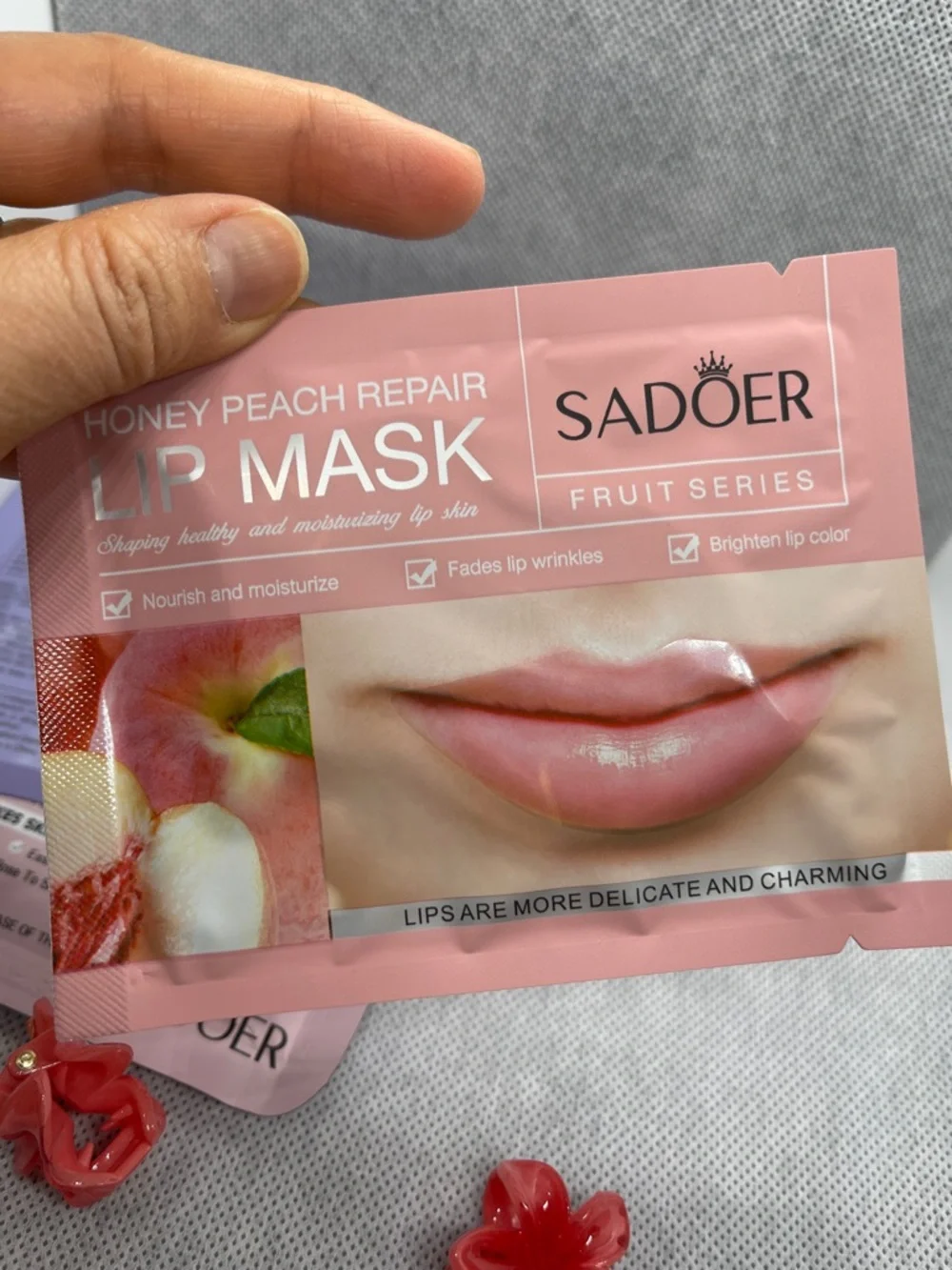 Peach Repair Lip Mask & Collagen Eye Mask Set - Pink & Purple